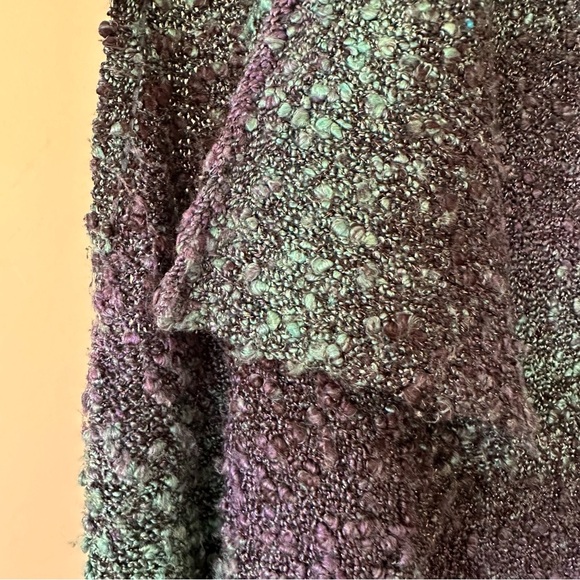 Chicos Women M  Long Sleeveless Cardigan Sweater Purple Duster Jewel Tones Knit - Picture 5 of 11